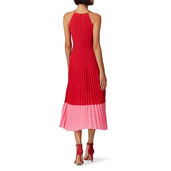 Aidan AIDAN MATTOX Pleated Colorblock Midi Dress - Size 6 - Picture 4 of 8